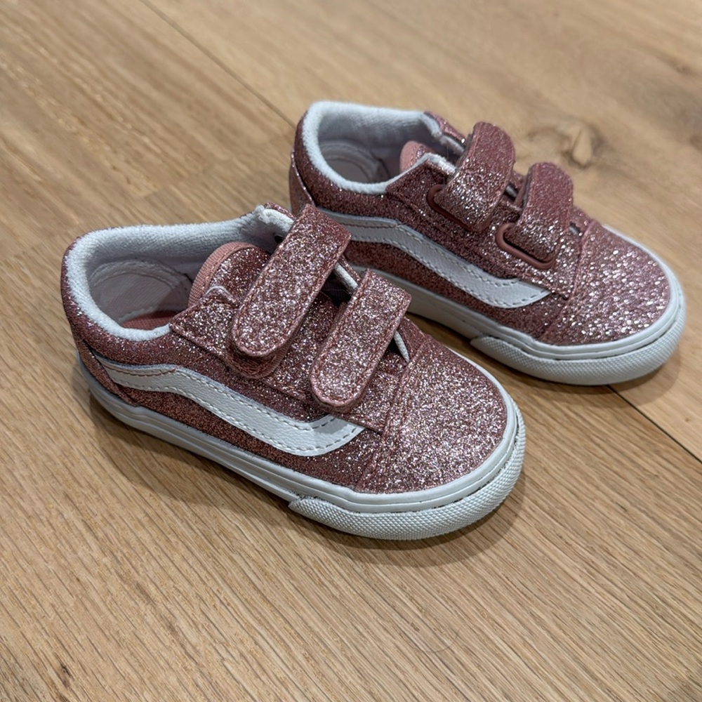 Vans old skool toddler 5 glitter rose gold pink